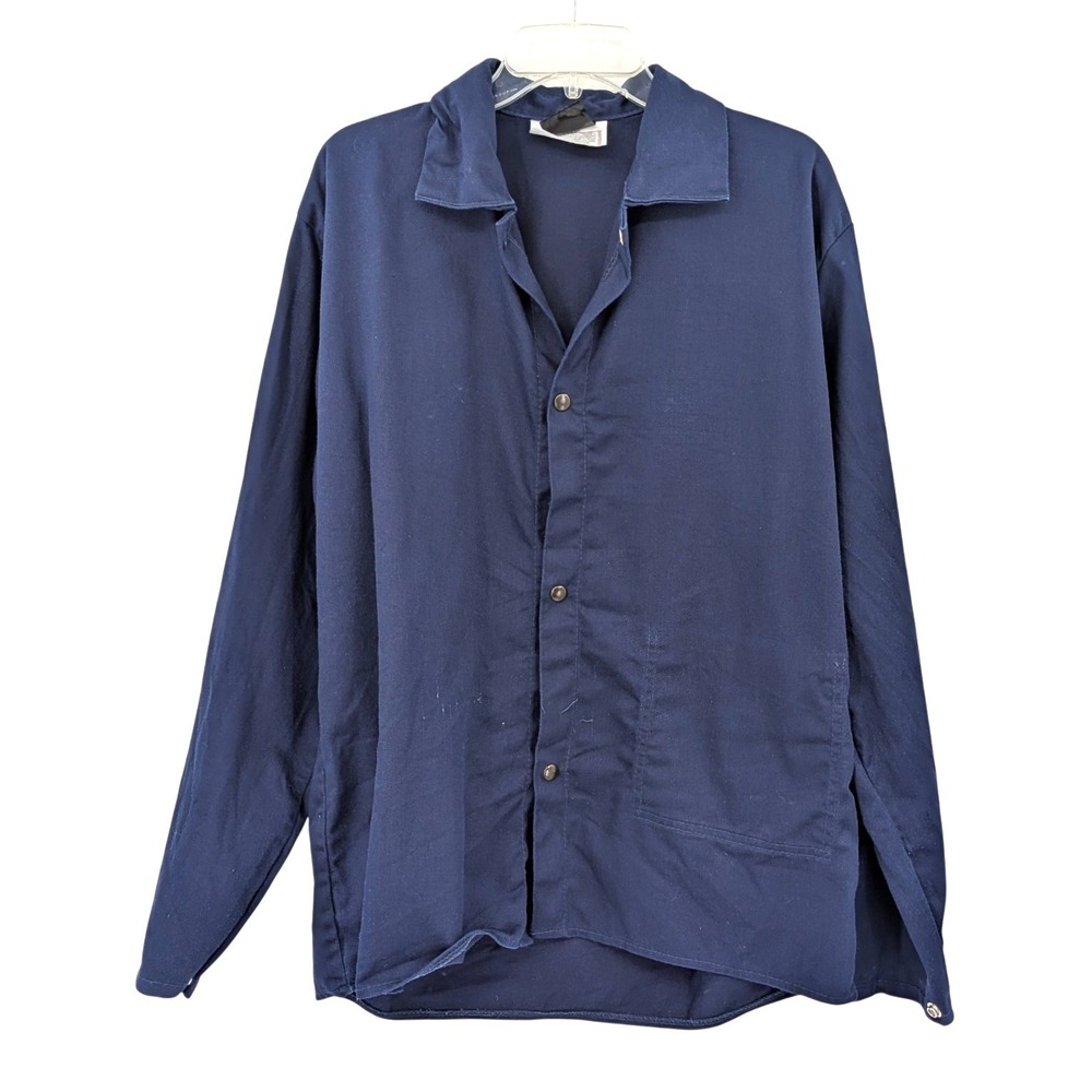 Tillman FR Navy Workwear Button‎ Up Utility Shirt Snap Up Streetwear Size L